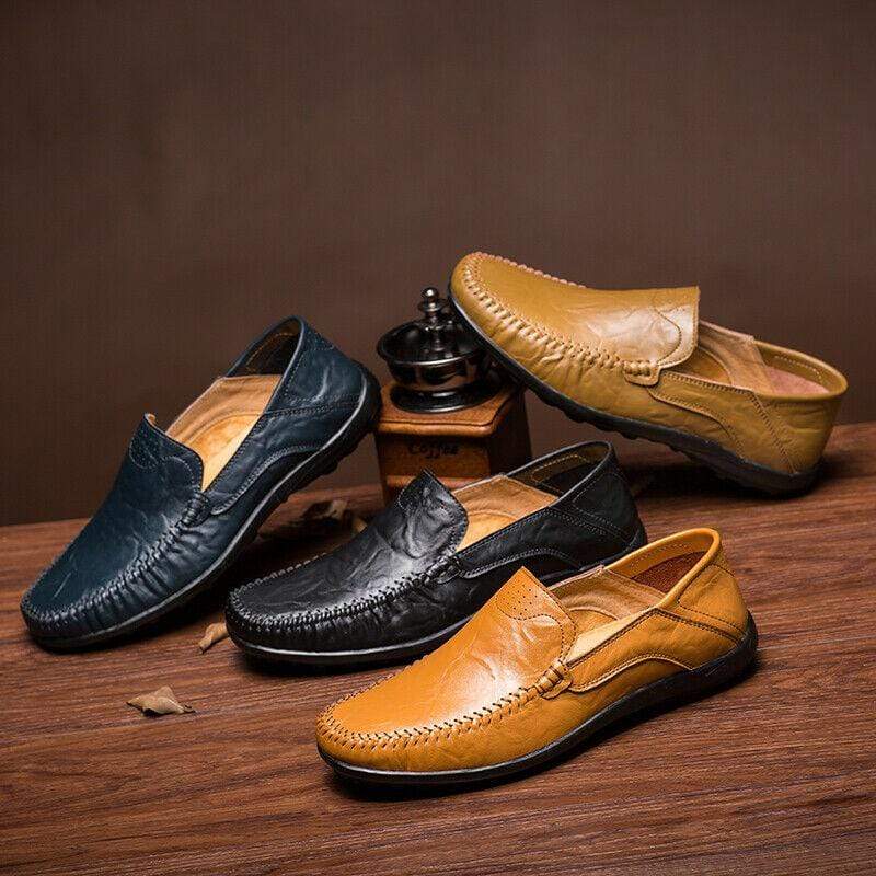Damyuan Men's Casual Shoes Home Lazy Leather Loafers Work Comfortable Driving Large Size