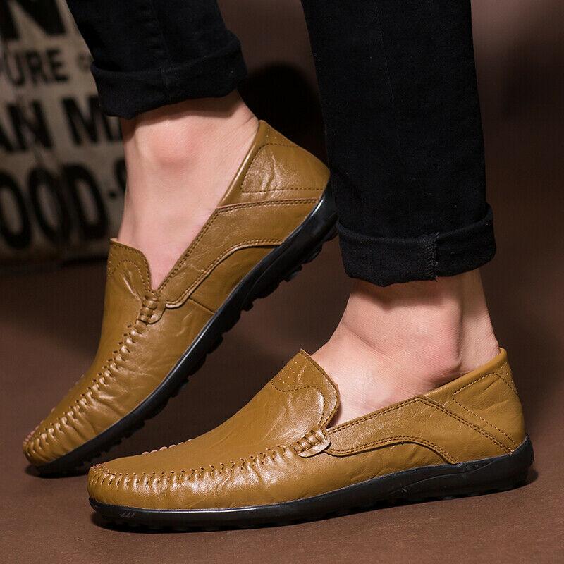 Damyuan Men's Casual Shoes Home Lazy Leather Loafers Work Comfortable Driving Large Size