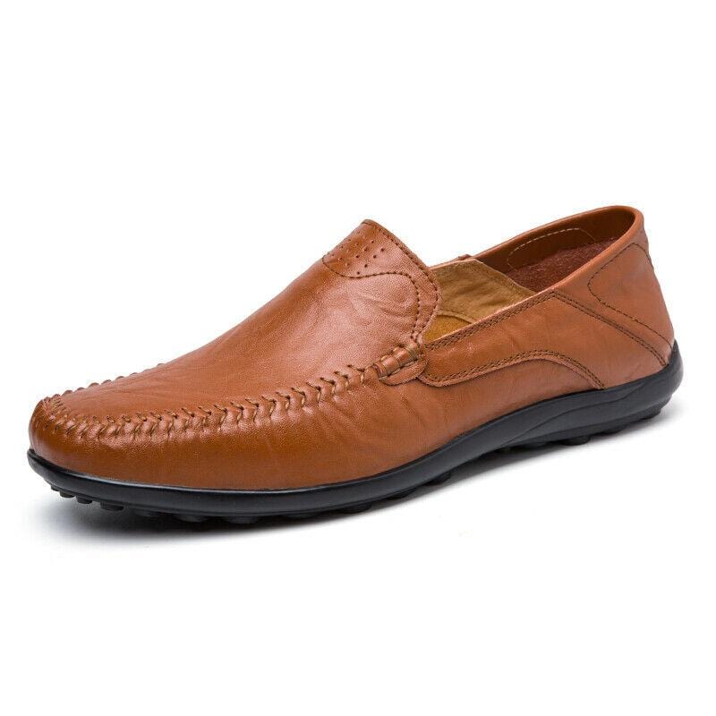 Damyuan Red Brown / 39 Men's Casual Shoes Home Lazy Leather Loafers Work Comfortable Driving Large Size