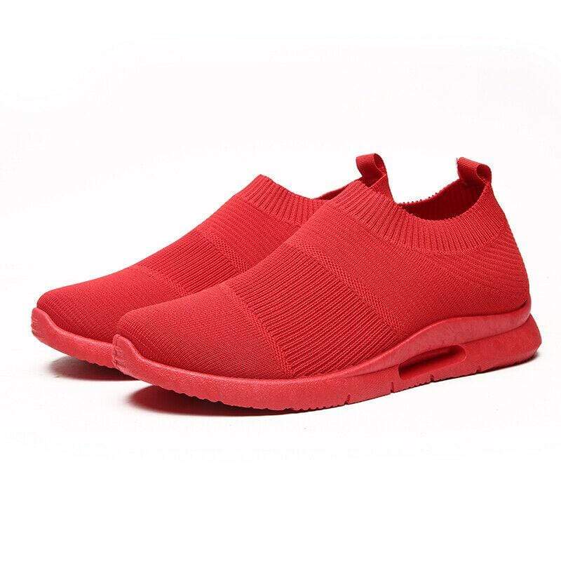 Damyuan Red / UK5.5-EU39 Mens Breathable Slip-On Shoes Comfort Casual Walking Sneakers Hiking Shoes Flats