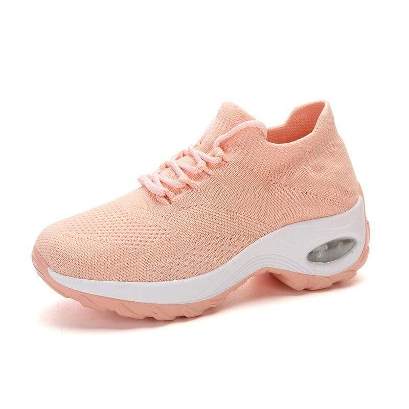 Damyuan Pink / 3.5 Women's Vulcanize Shoes Socks Increase Casual Women's Shoes Breathable and Lightweight Fly Woven Sports Walking Shoes