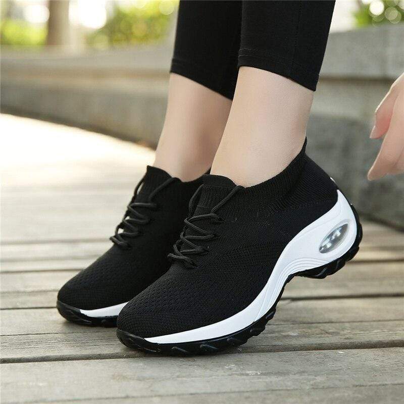 Damyuan Women's Vulcanize Shoes Socks Increase Casual Women's Shoes Breathable and Lightweight Fly Woven Sports Walking Shoes