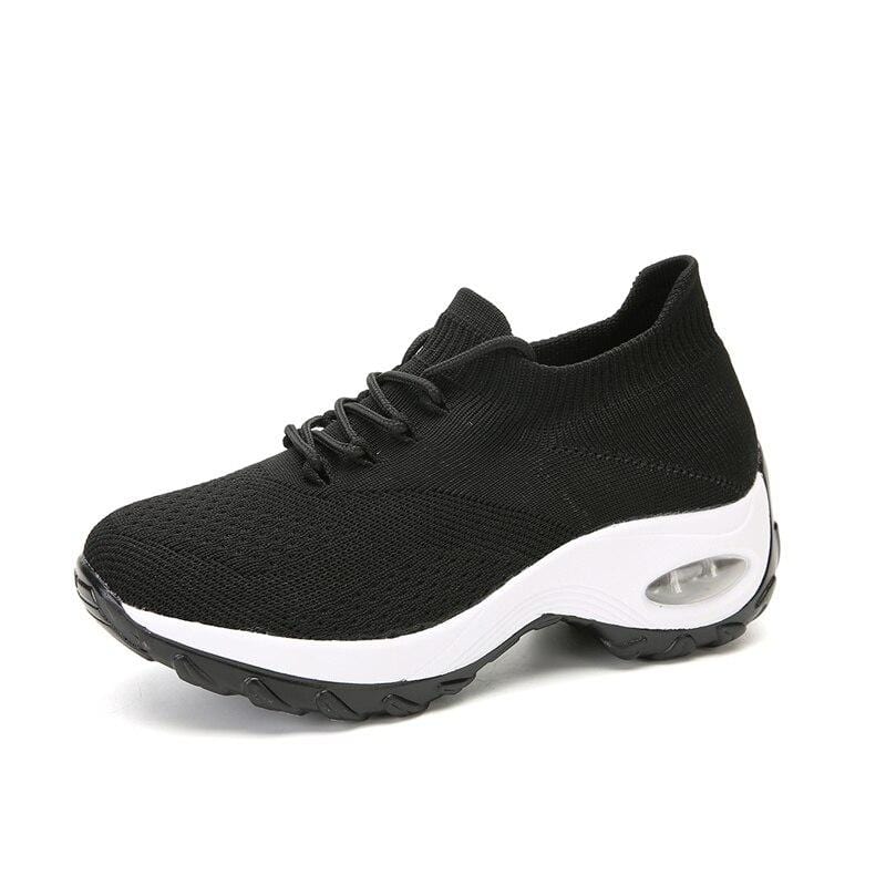 Damyuan Black white / 3.5 Women's Vulcanize Shoes Socks Increase Casual Women's Shoes Breathable and Lightweight Fly Woven Sports Walking Shoes